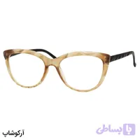 عینک مطالعه زنانه نمره +3.00 نزدیک بین (به همراه قاب و دستمال)، رنگ عسلی و دسته قهوه ای مدل 18-9