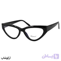 عینک طبی زنانه Chopard با فریم رنگ مشکی براق، شکل چشم گربه‌ای، دسته سیم‌دار و لولا فنردار مدل 2153