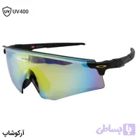 عینک ورزشی اوکلی با دسته مشکی مات، لنز آینه ای، چند رنگ و UV400 مدل OO9471