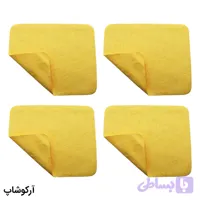 بسته 4 عددی دستمال عینک از جنس میکروفایبر، رنگ زرد و طرح دار کد 992886-4