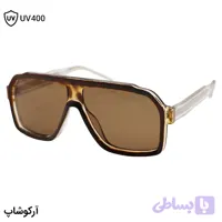 عینک آفتابی Carrera با فریم شکل چندضلعی، رنگ قهوه‌ای، دسته رنگ شفاف و سیم‌دار و لنز قهوه‌ای تیره مدل TR28015