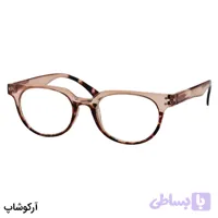عینک مطالعه نمره +1.00 نزدیک بین با فریم عسلی، بیضی شکل و دسته فنری مدل TJ3182