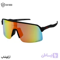 عینک ورزشی OAKLEY مدل سوترو (SUTRO) با فریم مشکی مات و لنز جیوه‌ای چند رنگ کد 25552