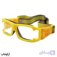 عینک طبی ورزشی با فریم زرد و بند زرد برای فوتبال، والیبال، بسکتبال، فوتسال و هندبال مدل L009