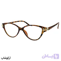 عینک مطالعه زنانه نمره +1.50 نزدیک بین با فریم رنگ هاوانا و شکل گربه‌ای (به‌همراه قاب و دستمال) مدل ARS750