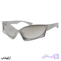 عینک آفتابی Balenciaga با فریم فانتزی، رنگ نقره‌ای، بیضی شکل و لنز قهوه‌ای هایلایت مدل 19649