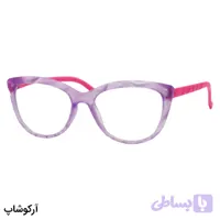 عینک مطالعه زنانه نمره +2.00 نزدیک بین (به همراه قاب و دستمال)، رنگ بنفش و دسته صورتی مدل 18-9
