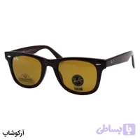 عینک آفتابی ریبن با فریم ویفرر، رنگ قهوه‌ای و لنز قهوه‌ای تیره و جنس سنگی (سایز 50 متوسط) و آنتی رفلکس مدل RB2140 L-884