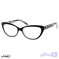 عینک مطالعه نزدیک بین نمره +2.00 با فریم رنگ مشکی، شکل گربه‌ای (بهمراه قاب و دستمال) مدل FB2006
