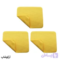 بسته 3 عددی دستمال عینک از جنس میکروفایبر، رنگ زرد و طرح دار کد 992886-3