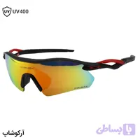 عینک ورزشی اوکلی طرح RADAR با فریم مشکی مات، نیم فریم و لنز جیوه‌ای و چند رنگ مدل OO9495D