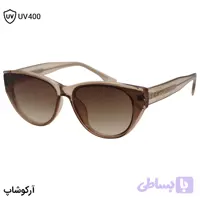 عینک آفتابی زنانه Cartier با فریم عسلی براق، شکل چشم گربه‌ای، دسته سیم‌دار و لنز قهوه‌ای هایلایت مدل 58201
