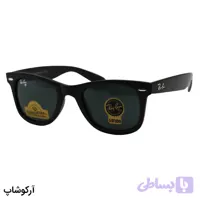 عینک آفتابی ریبن با فریم ویفرر، رنگ مشکی مات و لنز دودی و جنس سنگ (سایز 49 – کوچک) مدل RB2140-S