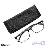 عینک مطالعه تدریجی با نمره +1.50 به +3.50 نزدیک بین و فریم شکل مستطیلی و رنگ مشکی مدل H104