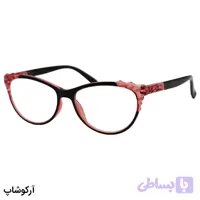 عینک مطالعه نزدیک بین نمره +3.00 به همراه قاب و دستمال، شکل چشم گربه‌ای و دسته فنردار مدل FB9155 (کد W0CQE)