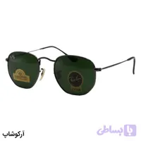 عینک آفتابی ریبن با فریم رنگ مشکی، شکل چندضلعی و لنز سبز تیره و جنس سنگ مدل RB3548