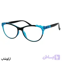 عینک مطالعه نزدیک بین نمره +3.00 به همراه قاب و دستمال، شکل چشم گربه‌ای و دسته فنردار مدل FB9155 (کد XOBK6)