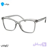 عینک زنانه با فریم طوسی رنگ، شکل بال پروانه‌ای، از جنس کائوچو و لنز بلوکات مدل 203103