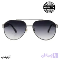 عینک آفتابی Cartier با فریم خلبانی، رنگ نقره‌ای، دسته مشکی و لنز دودی گرادینت مدل CT1185S 006