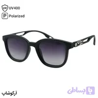 عینک آفتابی با فریم سبز مات، شکل مربعی، لولا فنردار، لنز دودی سایه روشن و پلاریزه مدل 9005