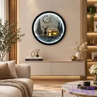 تابلو ماه و ساعت با کلبه چوبی در جنگل