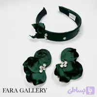 ست تل مو زنانه و گوشواره ساتنی ارکیده