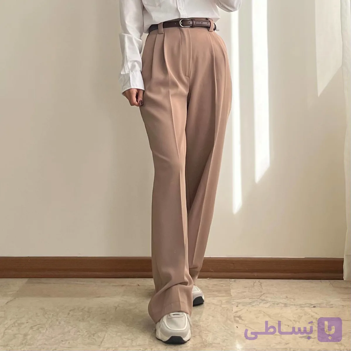 شلوار بگ کرپ لاولی نسکافه ای