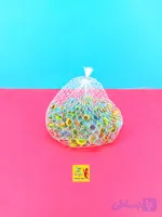 پک عمده کارتنی اسباب بازی تیله سه پر شیشه ای 100تایی
