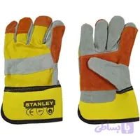 دستکش جوشکاری چرمی استنلی Stanley پاکستانی | چرم اشبالت گاوی کف دوبل، پشت کتان مقاوم و صنعتی