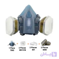 ماسک نیم صورت سیلیکونی تری ام( چینی )مدل 3M 7502 با فیلتر مولتی گاز 6006