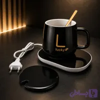 ماگ حرارتی سرامیکی 400 میلی لیتری LUCKY | لیوان هیتر دار برقی همراه گرم‌کن