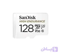 کارت حافظه microSDXC سن دیسک مدل High Endurance کلاس A1 استاندارد UHS-I U3 سرعت 100MBs ظرفیت 128 گیگابایت به همراه خشاب SD