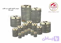 سرویس آشپزخانه 16 پارچه دلفینی درب طلایی طرح سنگ اورمزد کد OUR-34
