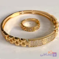 دستبند النگویی به همراه انگشتر طرح تاج