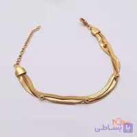 دستبند ماری تخت 3 رج طلایی
