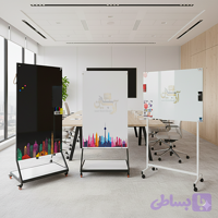 تخته وایت برد شیشه ای 150×90 پرتابل (چاپ طرح و لگو طبق سفارش)