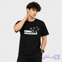 تیشرت مشکی مردانه پنبه‌ای freedom