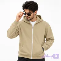 سویشرت کلاه‌دار مردانه پنبه‌ای لیما با زیپ مدل ساده