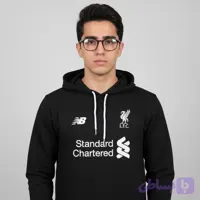 تیشرت کلاه دار آستین بلند مشکی لیورپول
