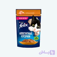پوچ گربه فلیکس Felix با طعم مرغ در ژله