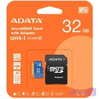 کارت حافظه microSDXC ای دیتا مدل Premier کلاس 10 استاندارد UHS-I V10 A1سرعت 100MBps ظرفیت 32 گیگابایت به همراه آداپتور