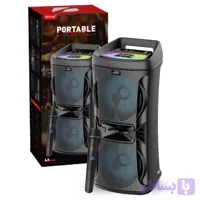 اسپیکر بلوتوثی KBroad مدل KTS-2160 دبل 6.5 اینچ + میکروفون | رقص نور RGB