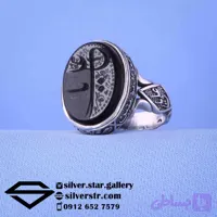 انگشتر مردانه عقیق مشکی نقش یا علی کد 1681