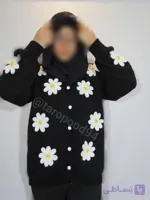 ژاکت بافت طرح گل بابونه تاروپود