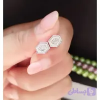 گوشواره نقره زنانه طرح تاج عیار 925 با روکش طلا سفید
