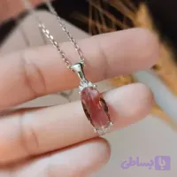 گردنبند نقره زنانه سنگ الکساندریت با روکش طلا سفید و زنجیر دیپلمات