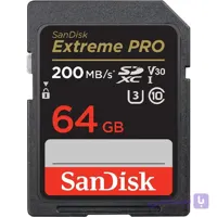 کارت حافظه SDXC سن دیسک مدل Extreme Pro ظرفیت 64 گیگابایت کلاس 10 استاندارد سرعت 200 مگابایت