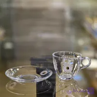 فنجان چری و نعلبکی طرح گل بابونه بلور بلینک مکس