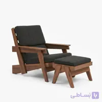 صندلی ریلکسی چوبی با پاف زیرپایی مدل نوردیک