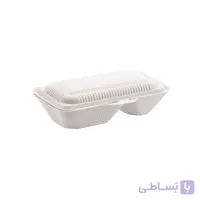 ظرف یکبار مصرف گیاهی دوخانه درب‌دار 1000 سی‌سی پیکنیک